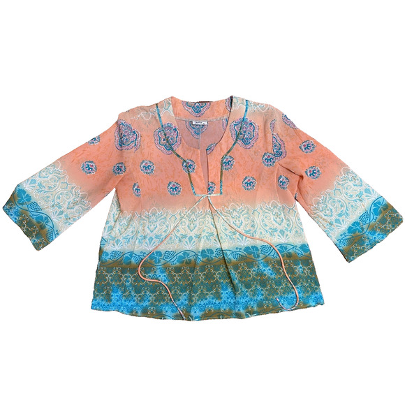 JAIPUR Blouse Womens Size XL Bohemian Festival Pullover Loose Lightweight Shirt - Picture 1 of 9